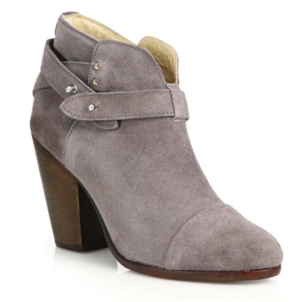 rag & bone “Harrow” Suede Ankle Booties, Granite,Size 39